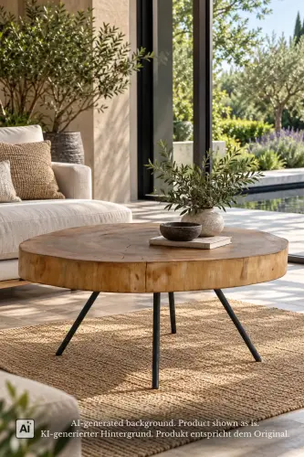 Product image of the product “Low Suar Wood Table with Tube-Style Metal Legs – 1121-019# ”